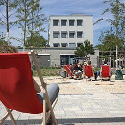 Deckchair with a view of the campus