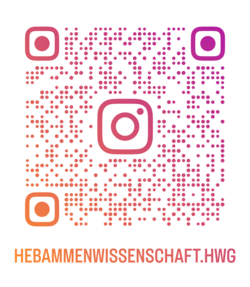 QR code "hebammenwissenschaft.hwg" on Instagram