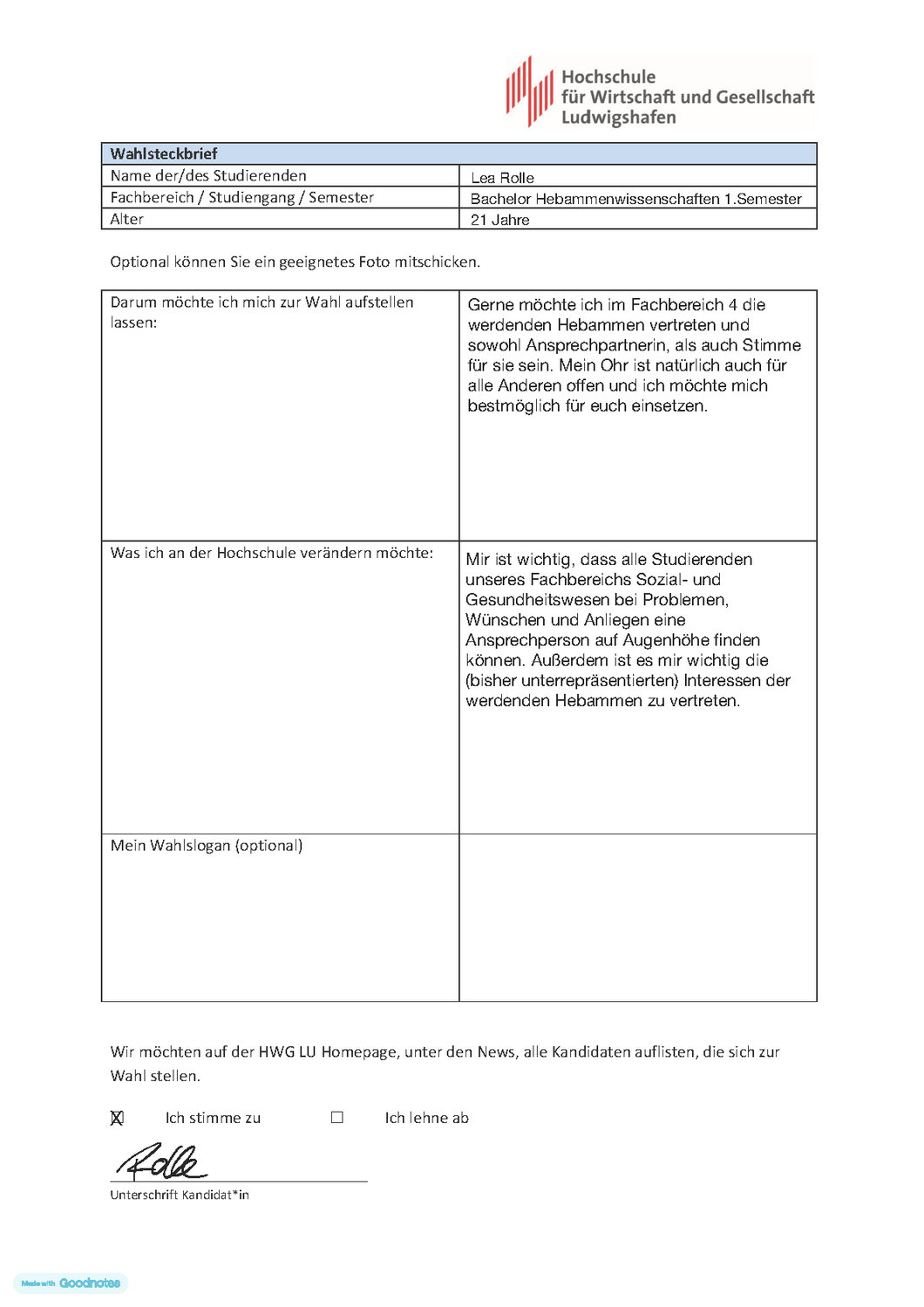 Election profile Lea Rolle