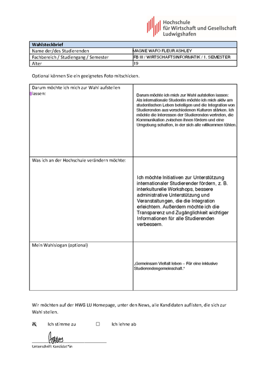 Electoral profile Ashley Wafo