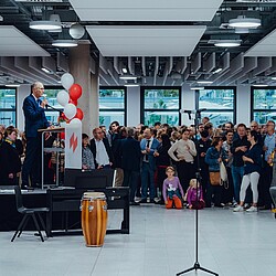 Champagne reception at the inauguration of the new building