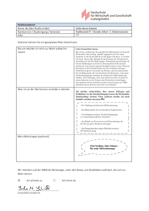 Election profile Sofie-Meret Schmitt