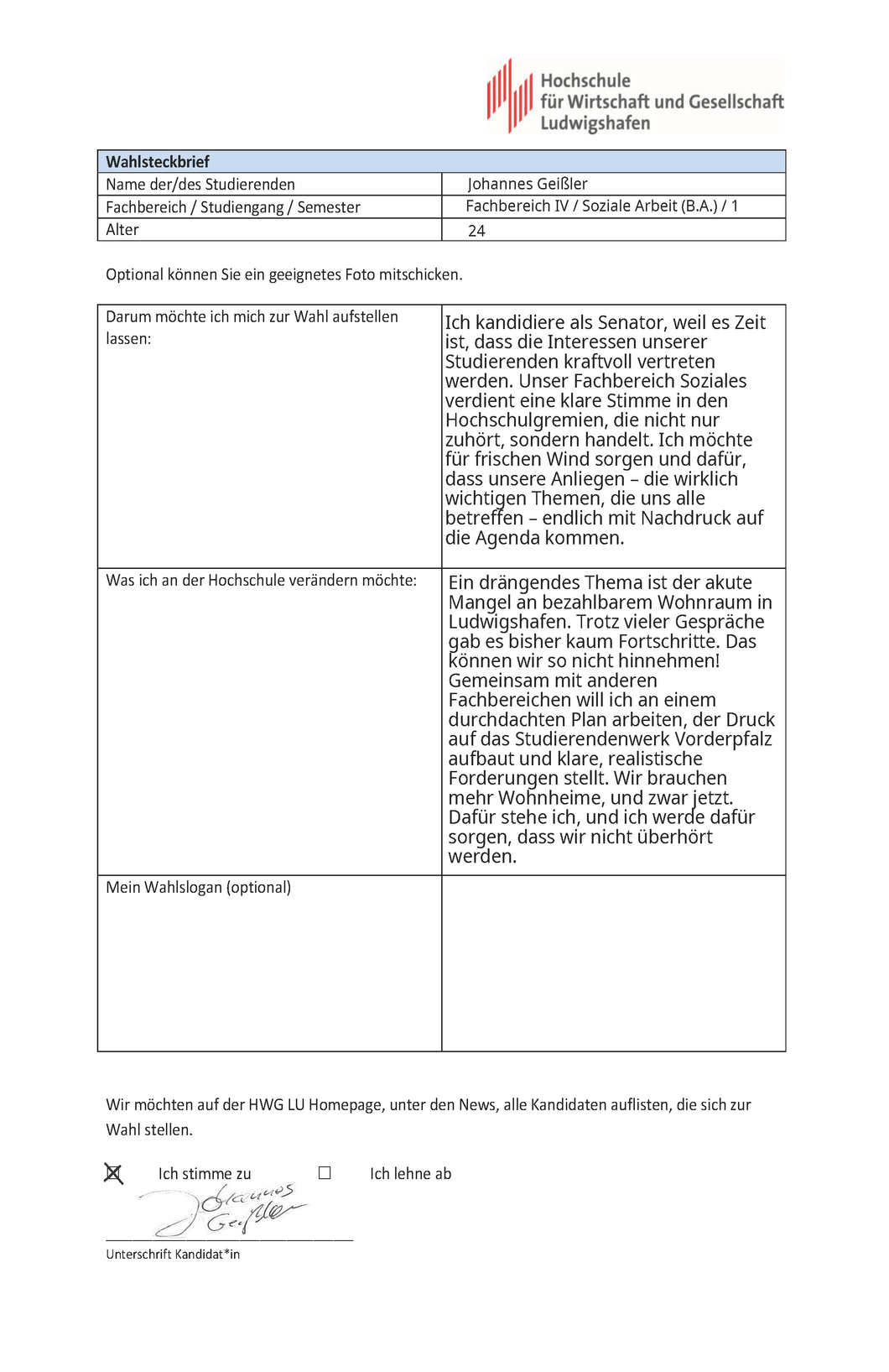 Election profile Johannes Geißler