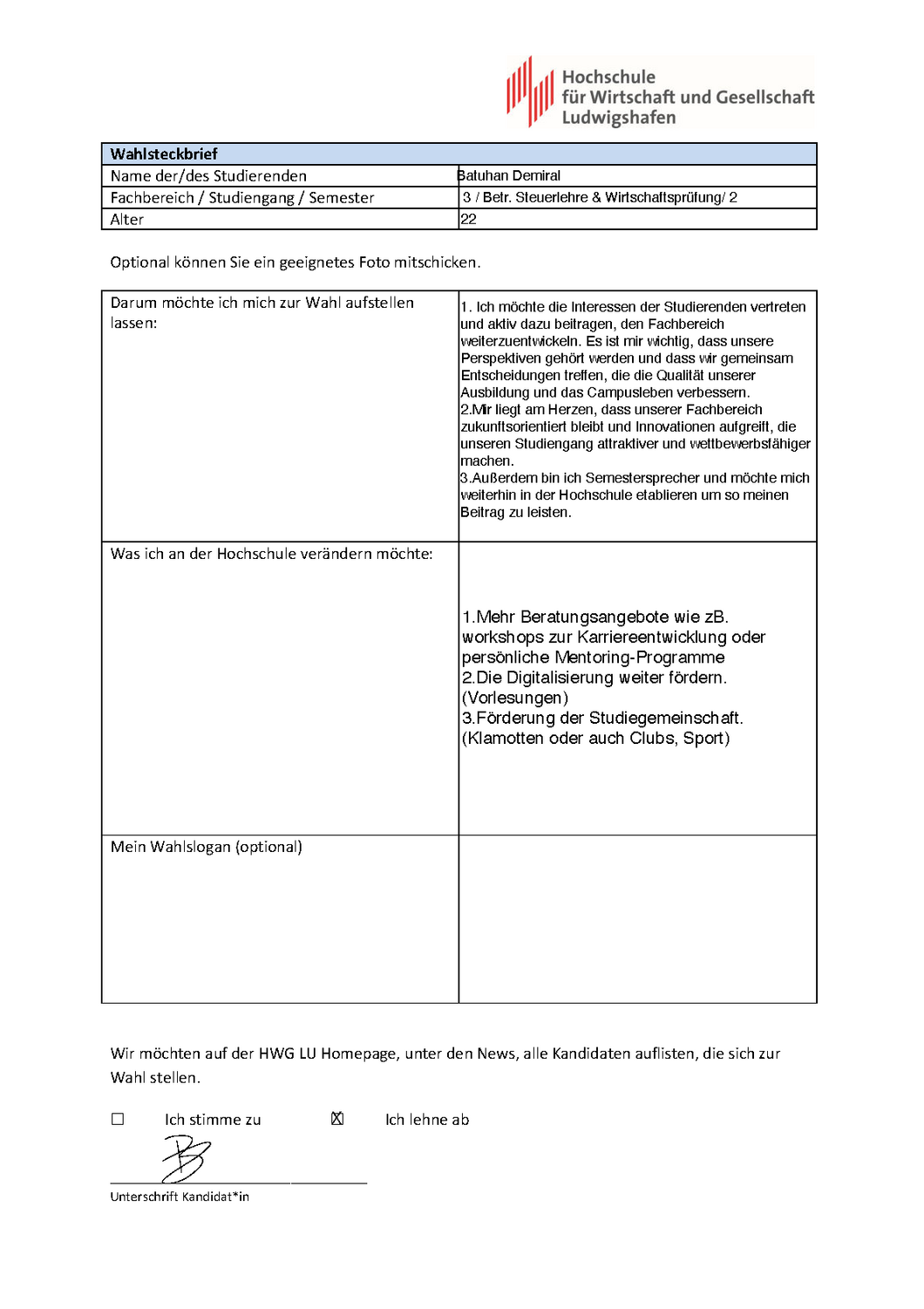 Election profile Batuhan Demiral