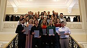 251013_German_scholarship_group_picture Group photo from the Germany Scholarship award ceremony in the BASF Gesellschaftshaus (Image: HWG LU/ Zwicker)