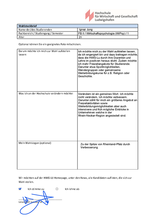 Electoral profile Ignaz Jung