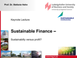 Title slide of the Sustainable Horizons Impulse Lecture